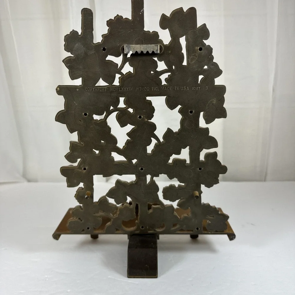 HOMCO Wall Shelf Hanging Faux Bamboo Wood Floral Trellis Boho 6067B 1984 Silver